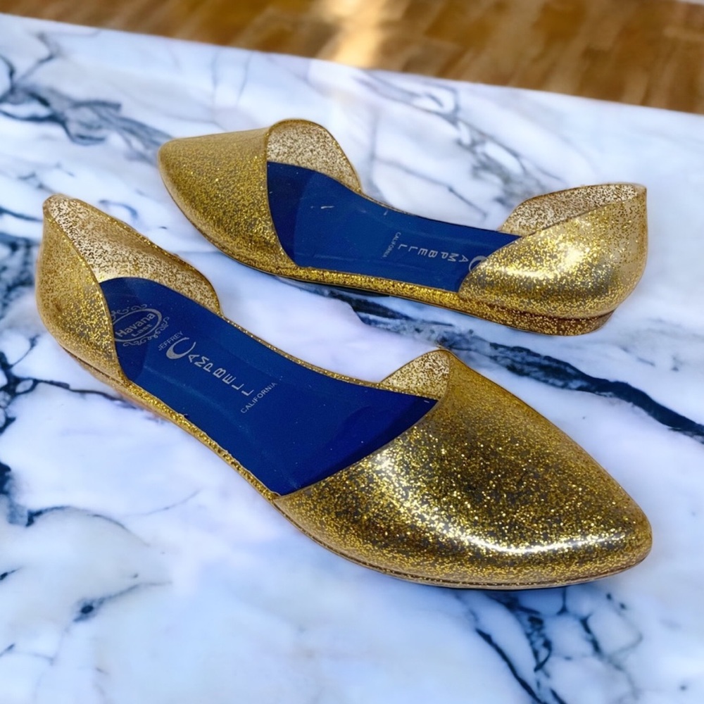 Jeffrey Campbell Gold Glitter Flats